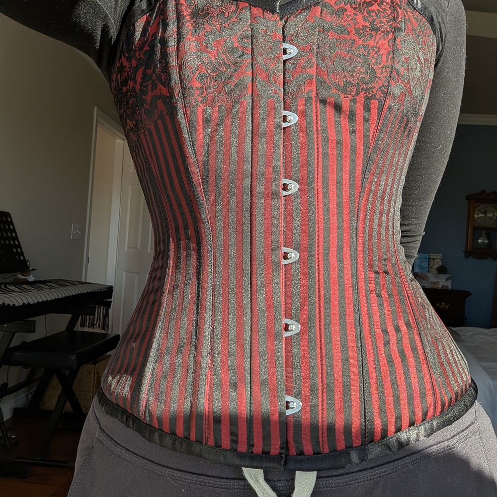 Red and Black Striped Corset
